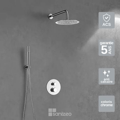 Colonne de Douche Encastrée avec Mitigeur Thermostatique chromé anti-calcaire - Design Moderne - LINE IMEX