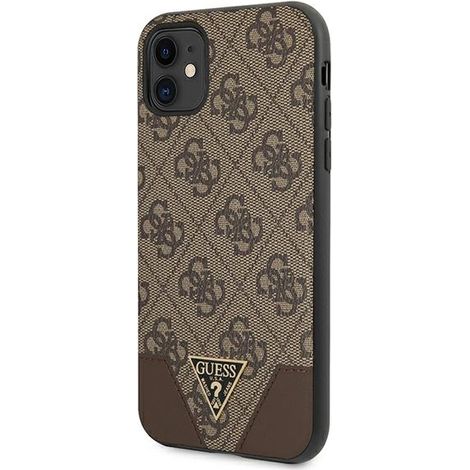 Coque rigide marron/marron Guess GUHCN61PU4GHBR pour iPhone 11 6.1 / XR 6.1, collection Triangle 4G (1/4)
