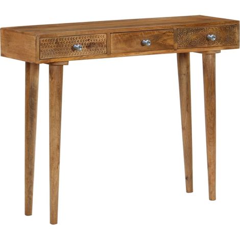 vidaXL Tavolo Consolle in Legno Massello di Mango 102x30x79 cm (1/5)