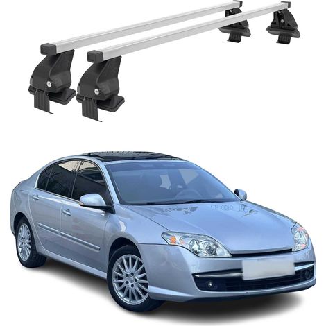 OMAC Dachträger Querträger Stahl für Renault Laguna III 2008-2015 – Abschließbar – City-Crash-getestet – DIN 75302:2019 – ISO/PAS 11154:2006 – Max. 50 kg Silber (1/5)