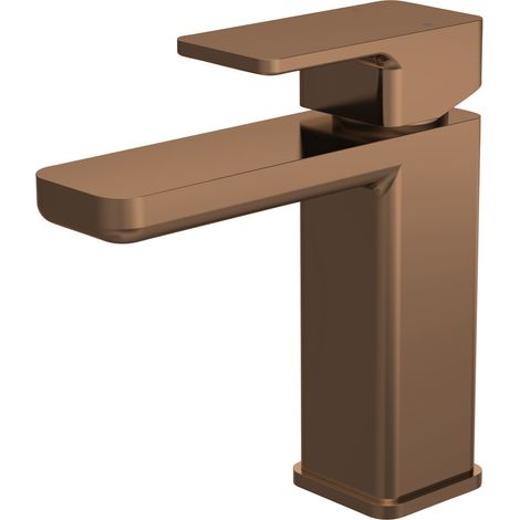 Nuie Windon Mono Basin Mixer Tap with Push Button Waste - Brushed Bronze