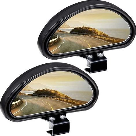 Lot de 2 Miroirs d'Angle Morts, Ronds Sans Cadre, Rotation 360°, Verre Convexe HD Réglable, Vue Arrière Élargie, Universel pour Voiture, SUV, Camions, Sécurité Routière (1/5)