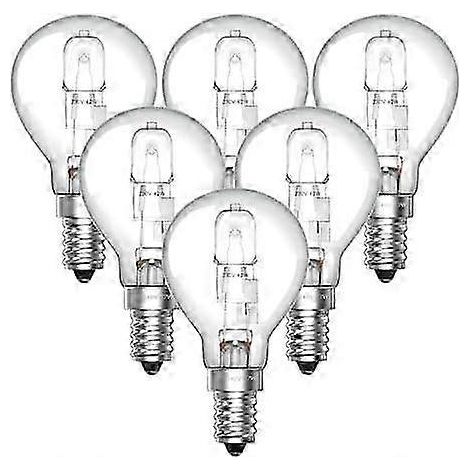 Lot de 6 ampoules halogènes E14 28W G45 à intensité variable, blanc chaud 2700K, petit globe à vis Edison, 240V, équivalent 40W, mini globe classique transparent rond (1/5)