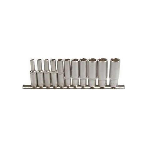 Jeu de douilles, six pans, longues 10 mm (3/8") 8 - 19 mm 11 pièces (1/6)