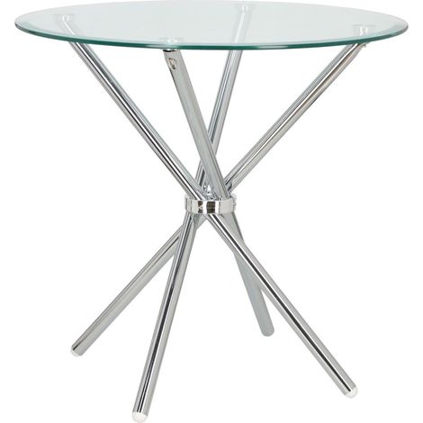 Tavolo rotondo Ufo 90 cm, piano in vetro trasparente/cromato. (1/5)