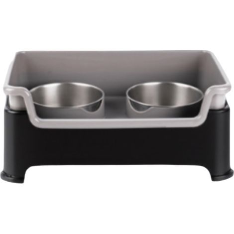 Gamelle pour animaux/gamelle pour chien avec double bol en acier inoxydable et plastique, relevable et anti-basculement (1/5)