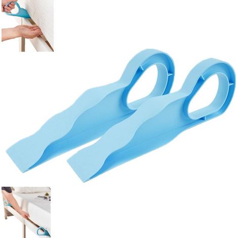 2 pièces - Rehausse-matelas - Rehausseur de matelas - Rehausseur de draps - Bleu - Rehausseur de matelas en forme de coin pour usage domestique - Rehausseur de matelas bleu (1/5)