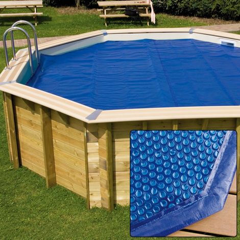 Copertura a bolle per piscina in legno UBBINK ottagonale 430 - Blu - 400 micron