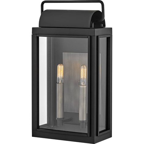 Lampada da parete per esterni lanterna da parete in vetro trasparente nero alluminio balcone luce E27 IP44 (1/5)