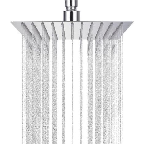 Pommeau de Douche Carré 10 Pouces Tete de Douche Pluie Pommeau de Douche Carré en Acier Inoxydable 304 Pomme de Douche au Plafond Rotatif 360°, Facile à Installer et à Nettoyer, 25 cm (1/4)