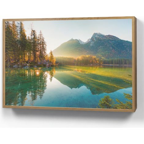 APLIQUE DE PARED Lago - Bosque - Montañas - Naturaleza - Sol - Paisaje 100x70 cm