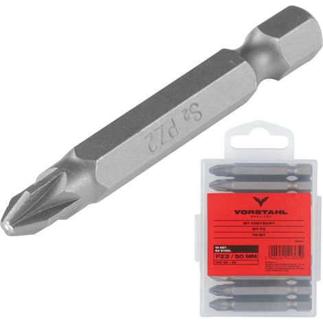 Jeu de 10 embouts cruciformes en acier S2 PZ PZ2x50mmVorstahl (1/5)