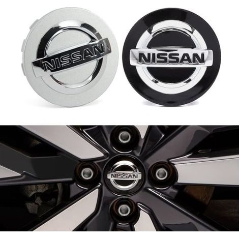 Lot de 4 emblèmes Nissan Navkapslar / Hjulnavs - 54 mm argent (1/5)