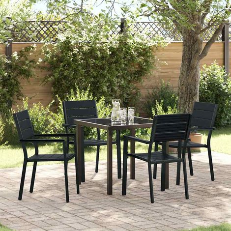 5-teilige Garten Essgruppe Schwarz HDPE vidaXL569212 (1/5)