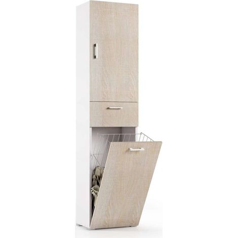 Mobile colonna portabiancheria bagno lavanderia salvaspazio legno (1/4)