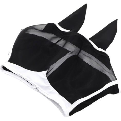 Masque Anti-moustiques pour Chevaux - Filet Respirant en avec Protection UV,Couvre-tête Demi-Visage avec Oreilles et Bandeau élastique - pour Bétail Vache Ferme Campagne Toutes Saisons (1/5)