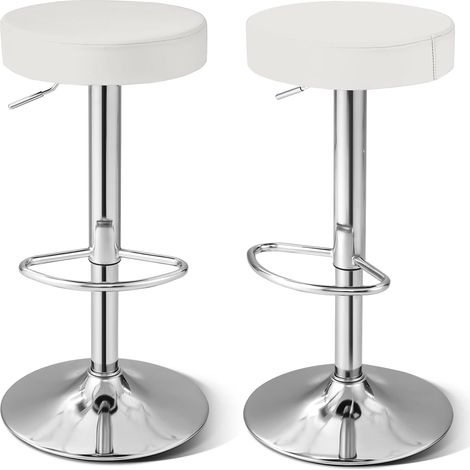 Tabouret de Bar Lot de 2, Chaise Bar Pivotante, Hauteur Réglable 63-84,5 cm, Chaise Bar Cuisine en PU, Repose-Pieds, Cadre en Métal Galvanisé (1/5)