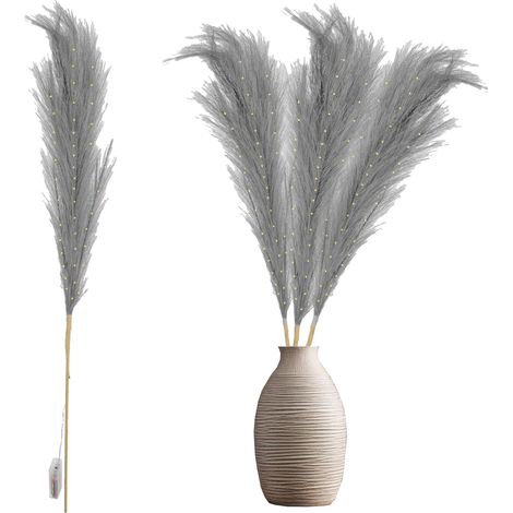 100cm B/O Pampas Grass Grey W/ 30 WW LEDs (1/4)