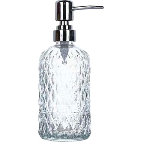 Distributeur de savon en verre transparent avec pompe en acier-AquaForge (1/5)