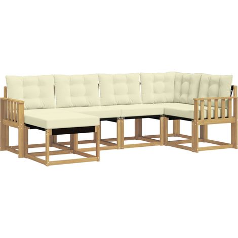 Outdoor Sofa Set with Cushion 6 pcs White and Cream vidaXL (1/5)