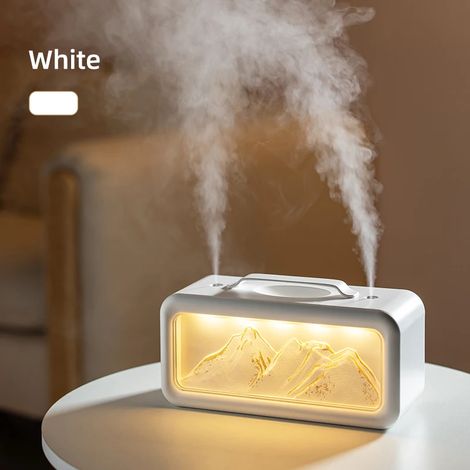 Humidificateur Snow Mountain (blanc), design cheminée, double buse, grande capacité (1/5)