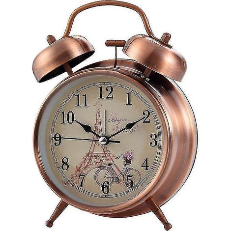 Réveil de bureau rétro à double sonnerie, à quartz, avec signal sonore, à utiliser comme réveil. (1/3)