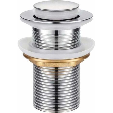 Bonde de Lavabo,Universel Bonde Pop-up sans Trop-plein Bonde de Vidage Automatique avec Bouchon de Vidange sans Tirette à Clapet Push Open en Inox Chromée pour Lavabo Salle de Bain Bonde de lavabo (1/5)