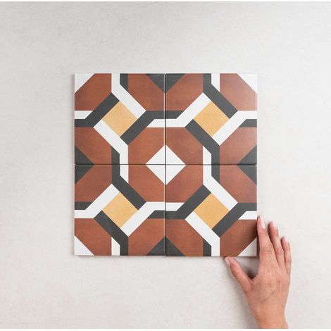 Carrelage effet carreau de ciment 15x15cm multicolore – Boîte de 0.50 m2 – Pour pose droite ou diagonale – Résistant aux chocs et à l'humidité – APE