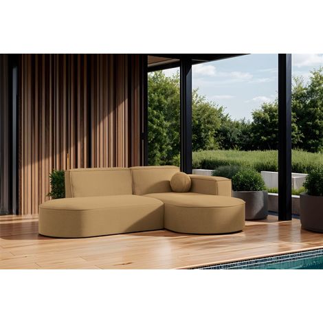 Garten Ecksofa SUNDAY XS in wetterfester Stoff ART-N Caramel Ottomane Rechts (1/2)