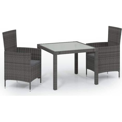 Maison Exclusive - 3-tlg. Garten-Essgruppe mit Kissen Poly Rattan (1/5)