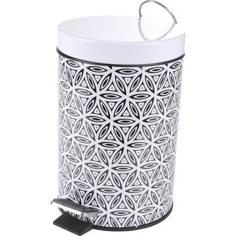 Poubelle à Pédale Imprimée "Graphic Jungle" 3L Noir