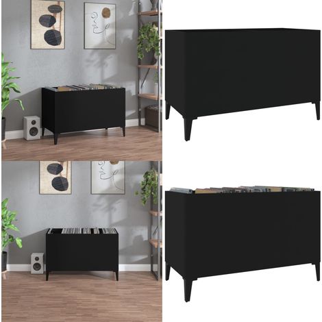 Mobile Porta Dischi Nero 74,5x38x48 cm in Legno Multistrato - Mobile per dischi vinili - Mobile per collezione musicale