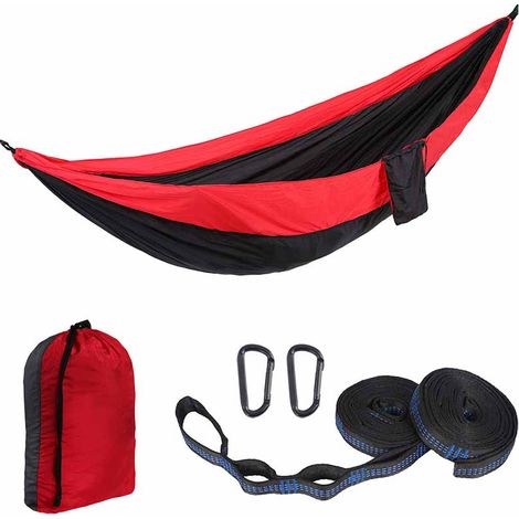 Hammock Portable - 280 x 140 Cm - Pour Camping Extérieur Ou Intérieur - Avec Sangles Pour Arbres Et Mousquetons - 1 Pièce (1/5)