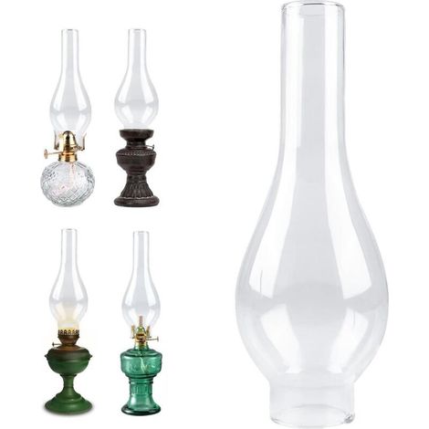 Abat-Jour en Verre pour Lampe à Pétrole, Cheminée de Lampe à Huile, Verre de Rechange pour Lampe à Pétrole Vintage, Base de 5 cm, Hauteur de 24 cm (1/4)