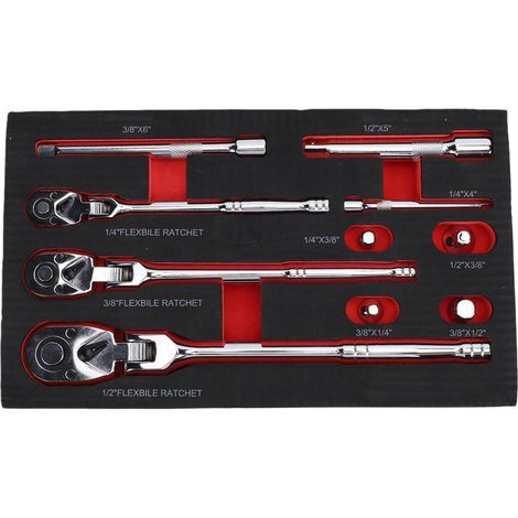 Jeu de clés à cliquet flexibles, 72 dents, tête rotative à 180 degrés, clé réversible à dégagement rapide, 1/4, 3/8, 1/2 pouces (1/5)