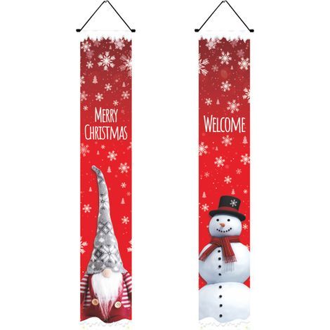 Weihnachtsbanner – 2-teilig – Weihnachtsmann und „Frohe Weihnachten“-Motiv – Für Tür, Wand, Außenbereich, Innenbereich – Festliche Dekoration (1/5)