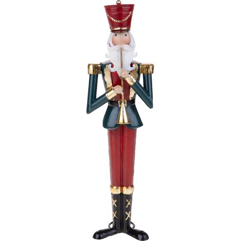 Soldatino schiaccianoci con trombetta, h 36 cm per decorazioni interne (1/4)
