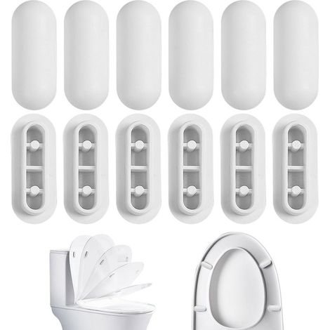 12 Pièces Tampon Universel pour Siège Toilette, Tampon Abattant WC, Patins pour Abattant WC, Pare-Chocs de Siège de Toilette pour Maison Hôtel Restaurant (1/4)
