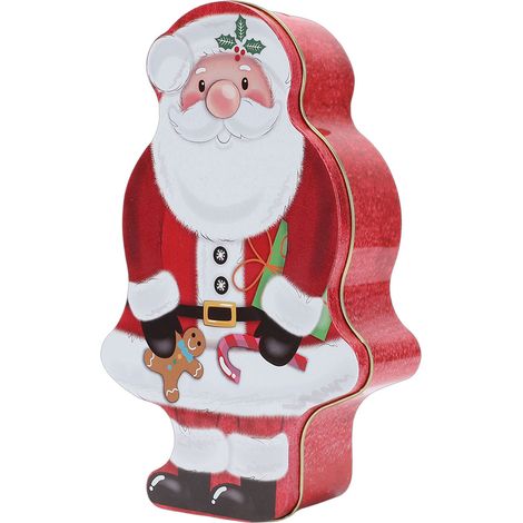 Boîte de rangement Père Noël en fer, tirelire décorative de Noël, conteneur à bonbons métallique robuste 24cm pour fêtes (1/5)