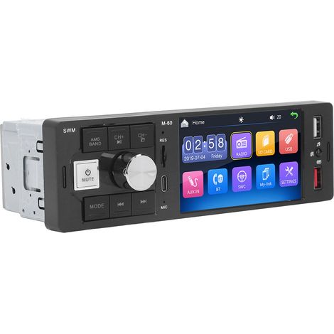 Autoradio MP5 7 pouces écran tactile, autoradio multimédia Bluetooth, 4 entrées, rétroéclairage 7 couleurs, entrée AUX, lecteur MP5, récepteur voiture. (1/5)