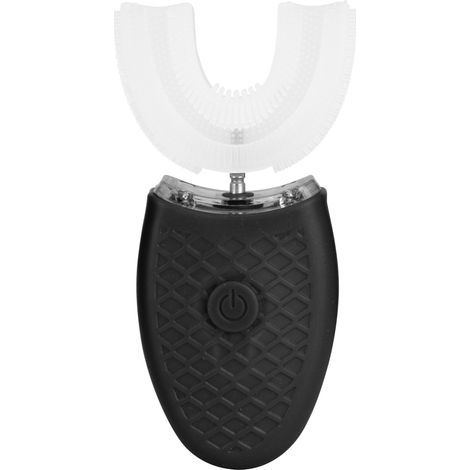 Brosse à dents électrique en forme de U, en Silicone, Rechargeable par ultrasons, pour blanchir les dents (noire)