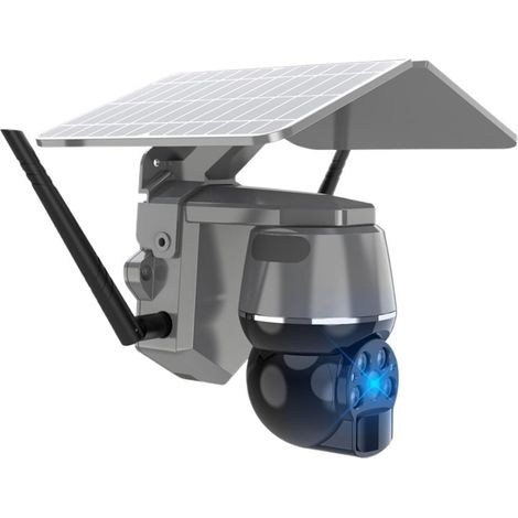 Caméra de sécurité à Domicile Caméra Solaire 2MP 4G PTZ extérieure IP66 Batterie Rechargeable intégrée détection PIR caméra Solaire Audio bidirectionnelle(WiFi Cam Battery128G) (1/5)