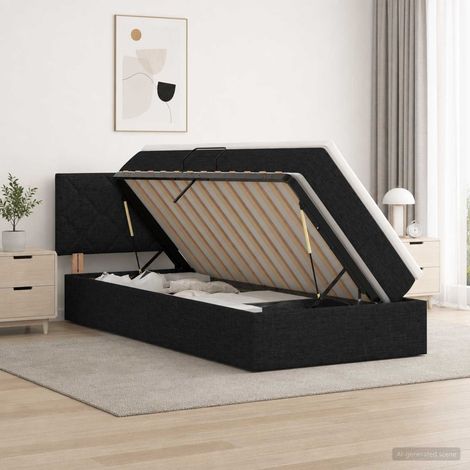 Lit avec rangement et matelas Noir 90 x 200 cm Velours (1/5)