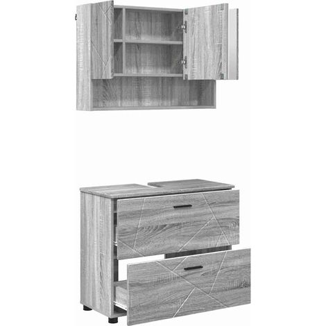 Juego de muebles de baño con cajón con puerta 2 pcs Gris Sonoma vidaXL (1/5)