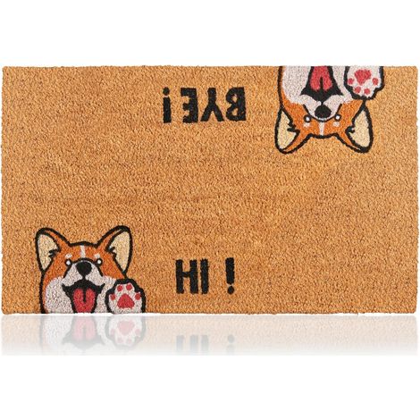 Hi-Bye Paillasson avec Chien, fibre de coco, 4060cm, antidérapant, tapis de sol originaux pour entrée, hall, portes extérieures, accessoires pour la maison, matériau robuste (1/4)