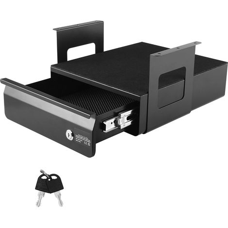 Tiroir sous bureau VEVOR 13", coulissant et escamotable, rangement caché sous table, fixation stable, verrouillable, pour poste assis-debout, 35x33x18 cm. (1/5)