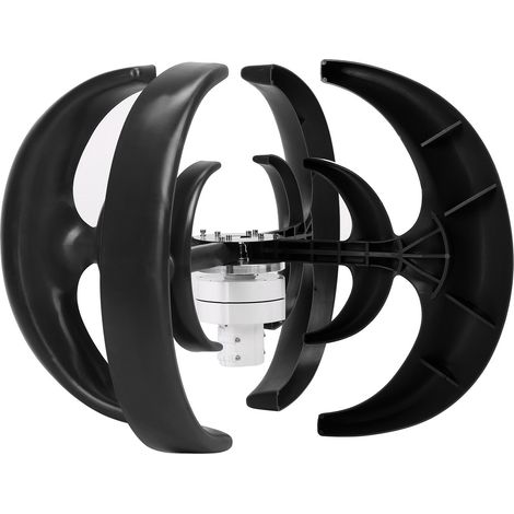 Windturbinen-Bausatz 1200W 4-Blatt-Generator Wechselstrommotor Solarsystem Laternentyp Doppelschicht Schwarz (12V) (1/5)