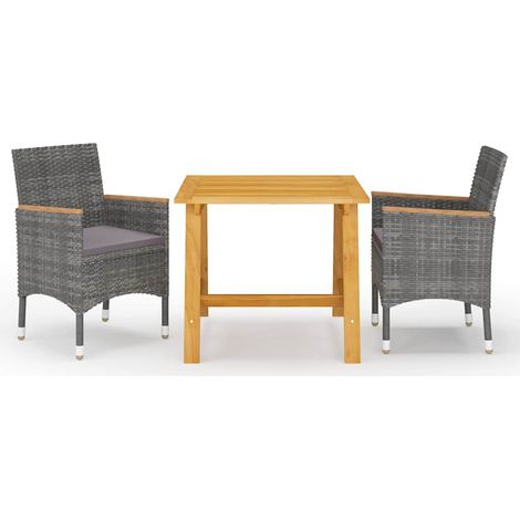 vidaXL Juego de comedor de jardín de 3 piezas gris (1/5)