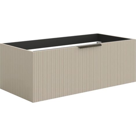 Mobile sottolavabo sospeso con scanalature Beige 100 cm - PALIRO (1/4)