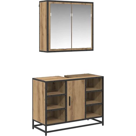 Maison Exclusive - Set di mobili per il bagno con porta 2 pcs Rovere artigianale (1/5)